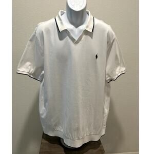 Ralph Lauren Mens Polo Golf Johnny Collar Cotton Jacquard Mesh White Size XL